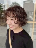 ショートボブ/ふわふわパーマ/ハードパーマ