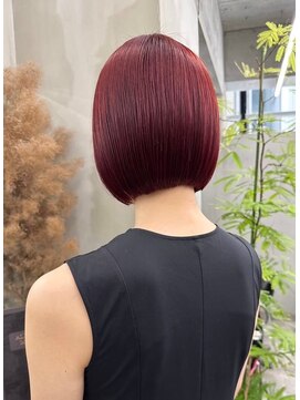 ギークス(GEEKS) 【GEEKS渋谷】ミニボブ/チェリーレッド/暖色系/夏ヘア/20代30代