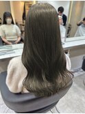 前髪ありくびれヘア夏アプリコットオレンジハイライトカラー