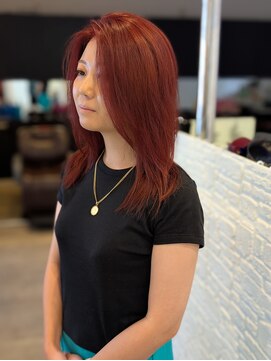 リアン 宮前店(Rian) ミディアムブリーチカラーオレンジレッド秋カラー