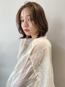 オムニス 表参道(Omnis) 韓国ワンカールボブヘア小顔顔周りレイヤーカットベージュカラー