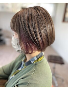 アットグレイス(@grace) インナーカラー×ボブショートアースカラー金沢20代30代40代50代