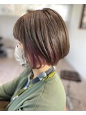 インナーカラー×ボブショートアースカラー金沢20代30代40代50代