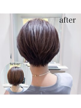 リュドール 栄(Rue D’or) 大人可愛い立体感ボリューム感ブラウン耳掛けスタイル