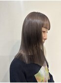 黒髪/グレーベージュ/レイヤーロング/前髪パーマ/千葉駅