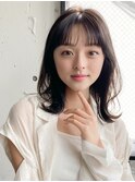 前髪 ネビージュ ボブルフ 黒髪 ワンレン 小顔 "
