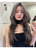 ミニウルフレイヤーカット顔周り前髪韓国ミディアムロング/池袋