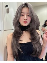 ロンドガーネット 池袋(Lond garnet)&nbsp;ミニウルフレイヤーカット顔周り前髪韓国ミディアムロング/池袋