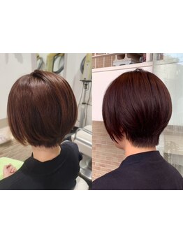 ツーンとした香りを抑え、傷みにくい【ハーブカラー】がおすすめ◎発色が鮮やかで艶感UPの美髪へ導く…♪