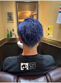 メンズカラー　ブリーチ　ネイビーカラー　スキンフェード　新潟