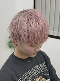 ペールピンク×ツイストスパイラルパーマ