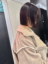 ケンジ 横浜(KENJE)&nbsp;切りっぱなしボブ/髪質改善/暖色/地下風カラー/ボルドーカラー