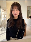 オリーブベージュ　透明感カラー　ブリーチ無し　ブラウンカラー
