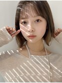 小顔見えシースルーバング×柔らかミニボブ