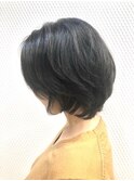 ゆるふわ/無造作パーマ/小顔ショートボブ/30代40代50代/白髪染め