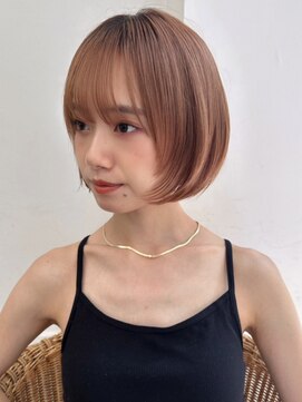 ハニー 町田(HONEY) 内巻きワンレンボブ　フェイスレイヤー　ピンクベージュ