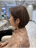 40代50代60代前下がりグラデーションボブ　骨格補正　軟毛　細毛
