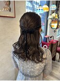 ハーフアップ/お呼ばれヘアセット/ヘアアレンジ/結婚式/福岡