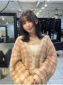 △ラベンダーグレージュミディアムレイヤーウルフカット韓国ヘア