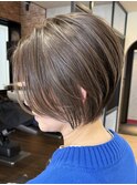 白髪ぼかし脱白髪染め似合わせショート40代50代60代♪