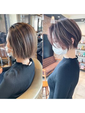 バンプ ギンザ(BUMP GINZA) 30代40代50代白髪ぼかし髪型白髪染め面長細目ハイライト伊