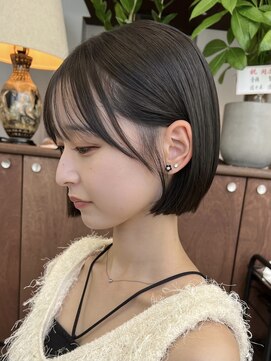 ノード(NODE) 栄垢抜け切りっぱなしシルエットボブヘア　グレージュ