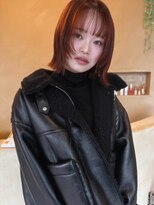 ロア(LORE)&nbsp;ボブ/顔まわりカット/オレンジ/レイヤーカット/くびれボブ