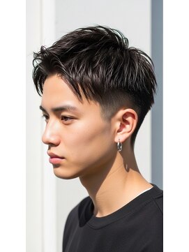 デバイス バイ フレイムス 越谷(DEVICE by Frames) 越谷メンズ/波巻きスパイラル/ナチュラルツーブロック/フェザー