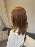 ピンクオレンジ×レイヤーカット