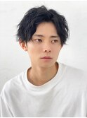 センターパート無造作ツイストパーマ