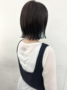 エンドリンク(endlink) 寒色系グレージュ×ブルーグリーンボブ