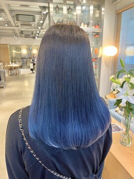 オーガニック リブ 川越(organic+live) ナチュラルブルーブラック艶感ストレート美肌透明感ブルーカラー