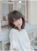 くせ毛風ラフカール透け感ミディアムウルフ20代30代40代