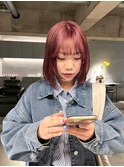 デザインカラーレイヤーカットウェットヘア夏オリーブベージュ