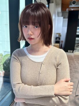 ユーフォリア 銀座本店(Euphoria) ワイドバングで愛されボブ あざとピンクでモテヘア