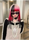 艶髪ハイトーンホワイトカラーローライトレッドデザインカラー
