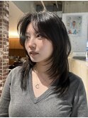 顔まわりレイヤーハッシュカットレイヤーカットシースルーバング