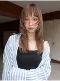 レイヤーカットハイレイヤーニュアンスハイライトブラウンカラー