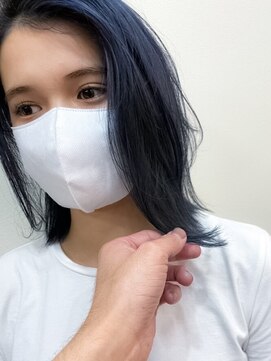 リノショアーズ 元町店(RINOSHORES) ブルーブラックカラーダークアッシュベージュくすみカラー黒髪