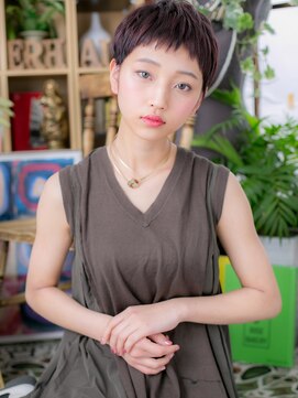 カバーヘア イヴ 戸頭店(COVER HAIR EVE) 大人可愛い黒髪くすみカラーショートウルフh2戸頭20代30代40代!