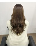 黒髪/グレーベージュ/レイヤーロング/前髪パーマ/艶髪/髪質改善