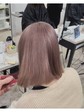 アジールヘア 所沢プロペ通り店(agir hair) ピンクミルクティーカラーロングケアブリーチ所沢１０代２０代