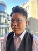 刈り上げツイストパーマ無造作アップバングビジネスメンズヘア