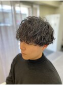 マッシュパーマ/ウルフ/アッシュブラック/カルマパーマ