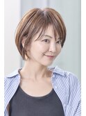 30代40代小顔カットショートボブ丸みグレーベージュ