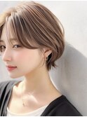丸みショート×ミルクティーベージュ