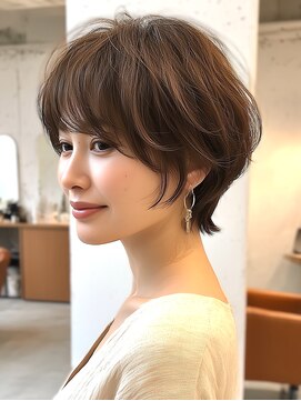 アビリタ(abilita) ショート 小顔 前髪カット ココアベージュ 白髪ぼかし 30代40代