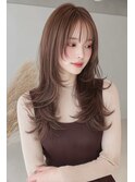 ミディアムレイヤー顔周りレイヤーハッシュカット韓国へア