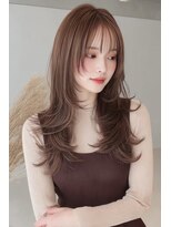 ケシキ 表参道 原宿(kesiki.)&nbsp;ミディアムレイヤー顔周りレイヤーハッシュカット韓国へア