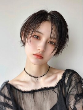 ムウ 難波(MOU) クールショートボブ前髪イメチェンピンクベージュ30代40代50代